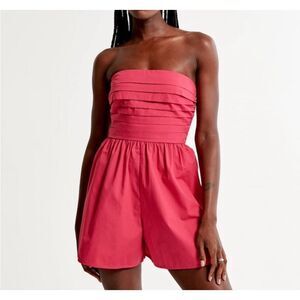 Abercrombie & Fitch Emerson Pink Ruched Strapless Romper Women's Small Tall